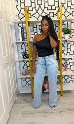 Yasmeen Twisted One-Shoulder Ruched Top - Black