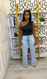 Yasmeen Twisted One-Shoulder Ruched Top - Black
