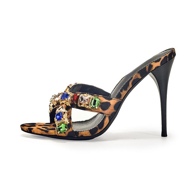Aileen - Leopard Gem Mule Heels