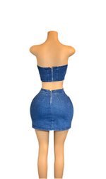 Need You Cut-Out Skirts Set - Medium Denim