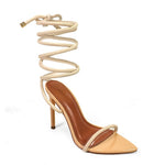 Lala Lace Up Heels - Beige