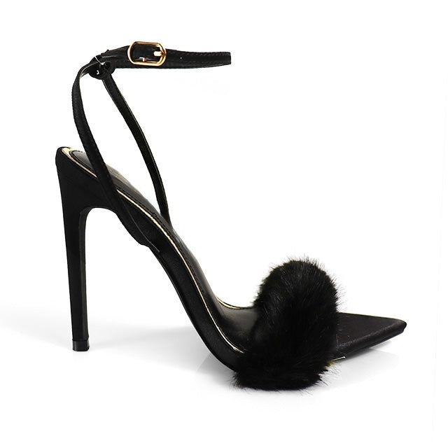 Aileen Faux Fur Heels- Black