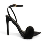 Aileen Faux Fur Heels- Black