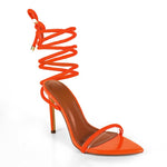 Lala Lace Up Heels - Orange