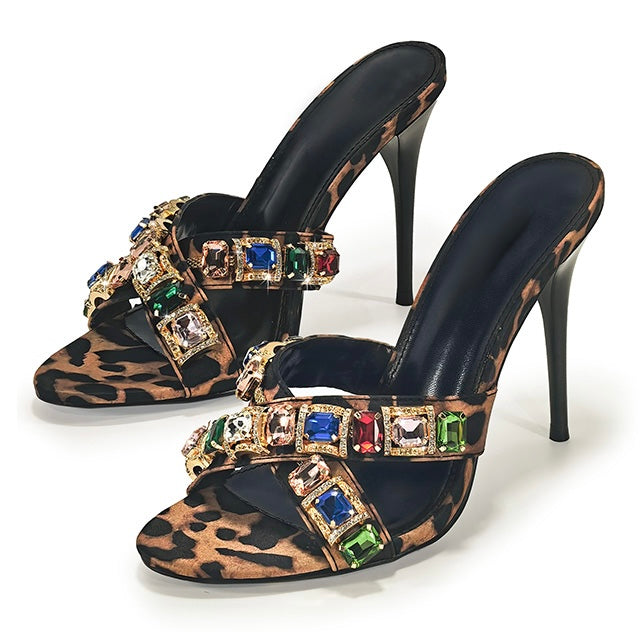 Aileen - Leopard Gem Mule Heels