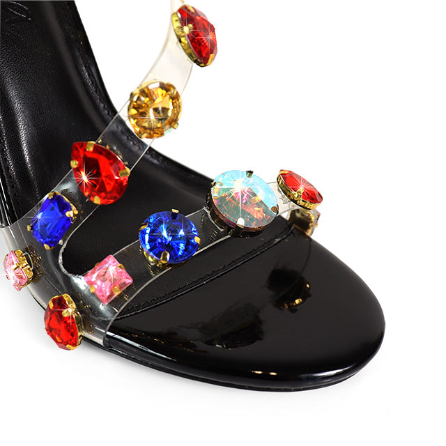 Nikya Slingback Embellished Heels - Black