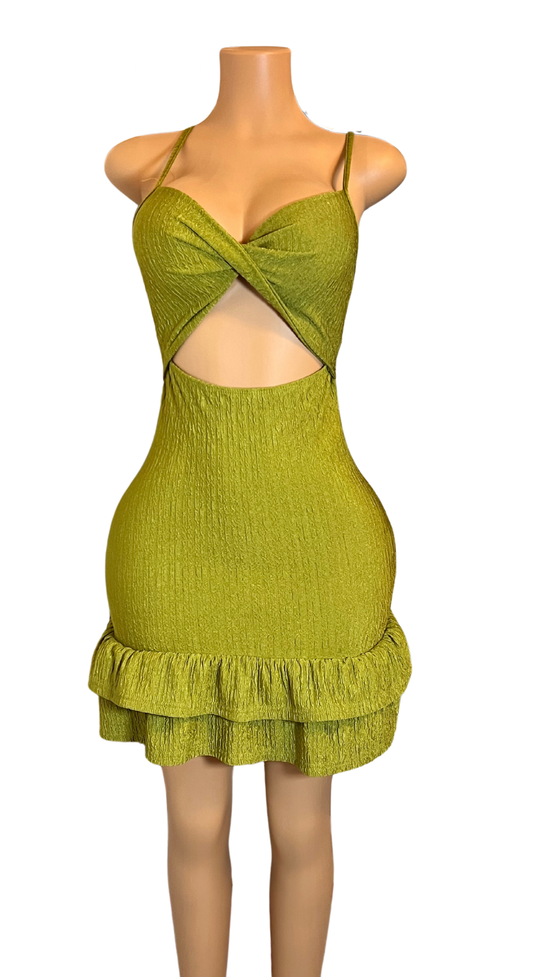 Karma Ruffled Cutout Mini Dress - Green