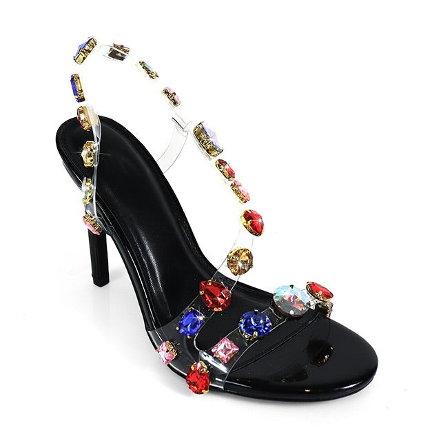 Nikya Slingback Embellished Heels - Black