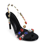 Nikya Slingback Embellished Heels - Black