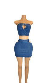 Need You Cut-Out Skirts Set - Medium Denim