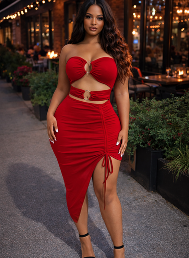 Valenti Strapless Dress - Red