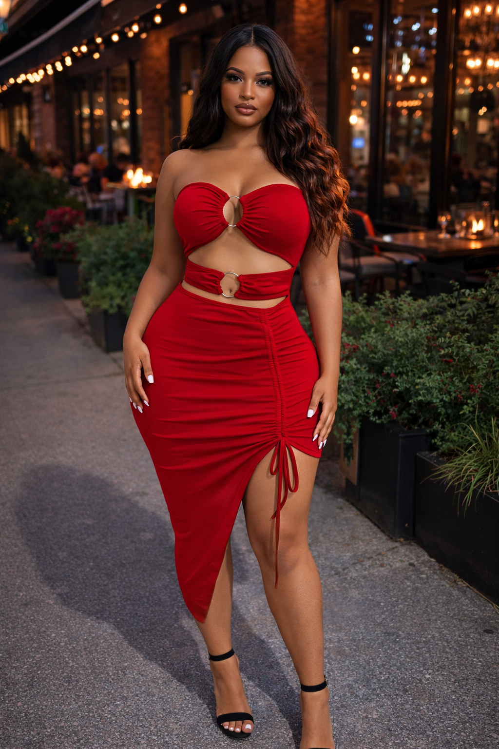 Valenti Strapless Dress - Red